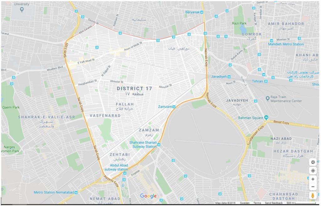 نقشه۱- منطقه هفده تهران